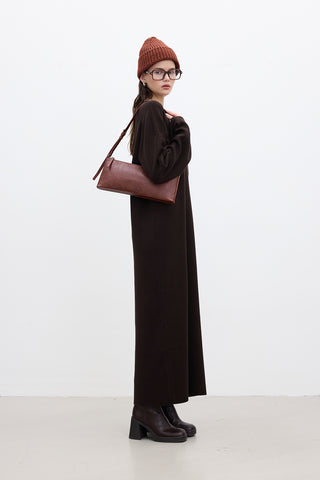 Tie Knit Dress Brown