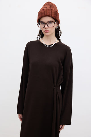 Tie Knit Dress Brown