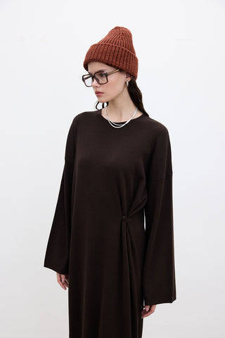 Tie Knit Dress Brown