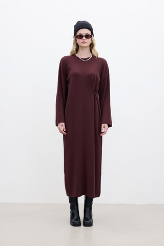 Tie Knit Dress Burgundy