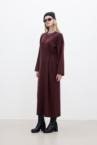 Tie Knit Dress Burgundy