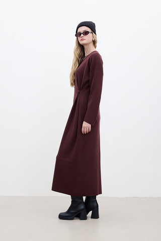 Tie Knit Dress Burgundy