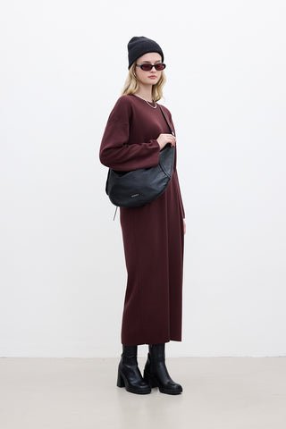 Tie Knit Dress Burgundy