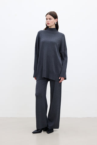 Oversized High Neck Sweater Anthracite