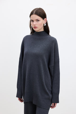 Oversized High Neck Sweater Anthracite