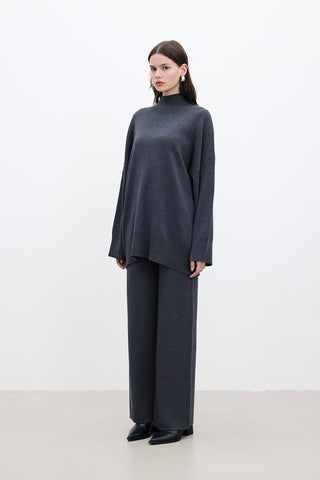Oversized High Neck Sweater Anthracite
