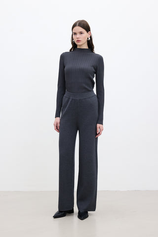 Straight Leg Knit Pants Anthracite