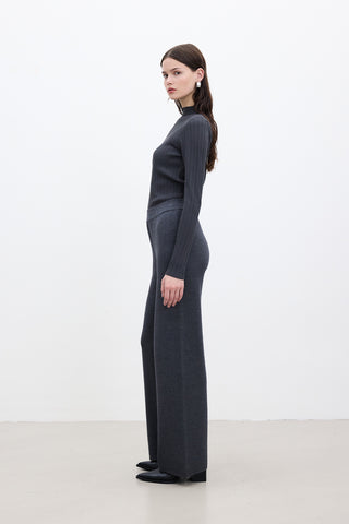 Straight Leg Knit Pants Anthracite