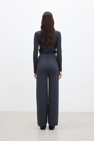 Straight Leg Knit Pants Anthracite
