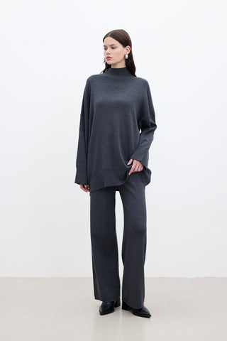 Straight Leg Knit Pants Anthracite