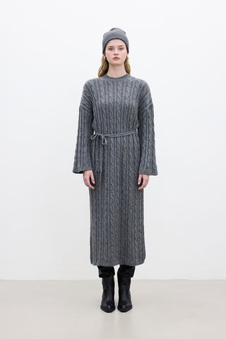 Cable-Knit Sweater Dress Anthracite