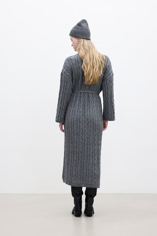 Cable-Knit Sweater Dress Anthracite