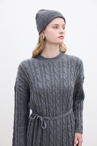 Cable-Knit Sweater Dress Anthracite