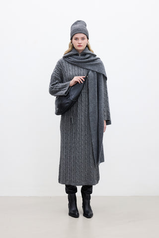 Cable-Knit Sweater Dress Anthracite