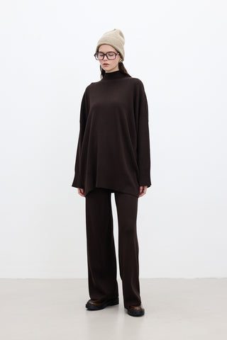 Oversized High Neck Sweater Brown