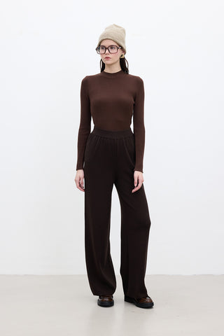 Straight Leg Knit Pants Brown