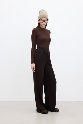 Straight Leg Knit Pants Brown