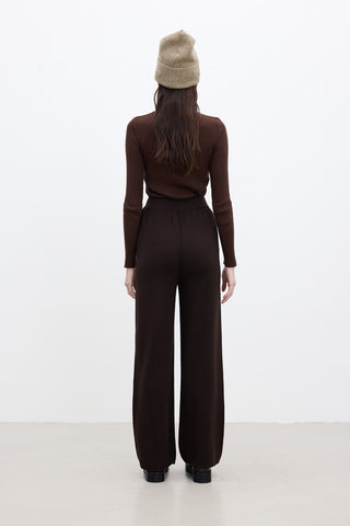 Straight Leg Knit Pants Brown