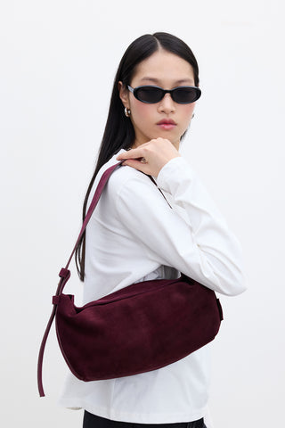 Ari Suede Shoulder Bag Burgundy