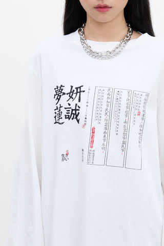 Oversized Long-Sleeve Printed T-Shirt Ecru