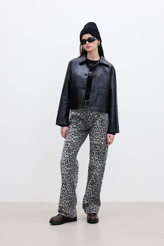 Patterned Gabardine Trousers Leopard