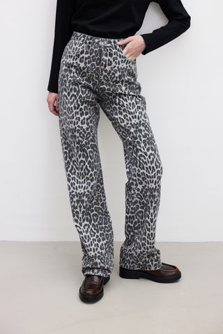 Patterned Gabardine Trousers Leopard