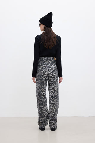 Patterned Gabardine Trousers Leopard