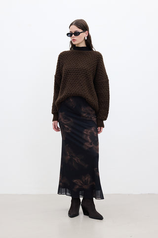 Patterned Tulle Midi Skirt Lotus