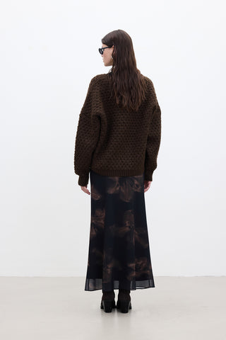 Patterned Tulle Midi Skirt Lotus