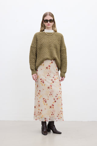 Desenli Tül Midi Etek Fırçası