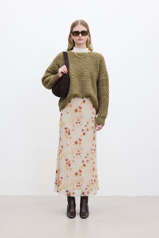 Desenli Tül Midi Etek Fırçası