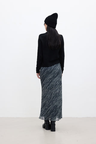 Patterned Tulle Midi Skirt Wave