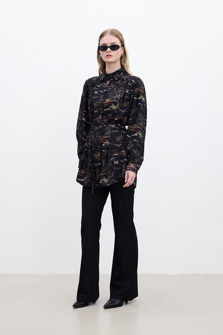 Kemerli Retro Stil Gömlek Osaka