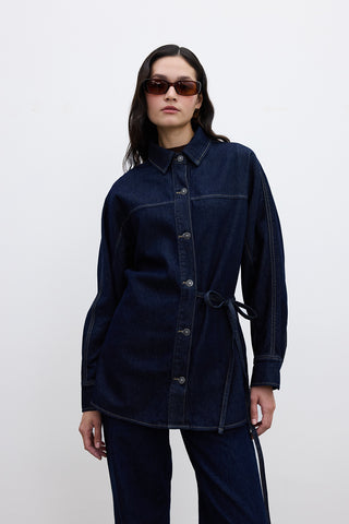 Tied Denim Shirt Dark Blue