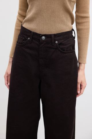 Gabardine Baggy Trousers Brown