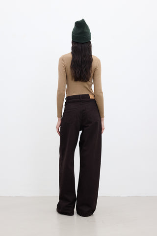 Gabardine Baggy Trousers Brown