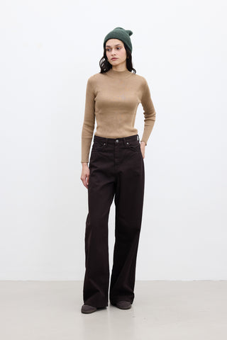 Gabardine Baggy Trousers Brown