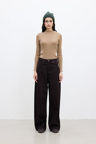 Gabardine Baggy Trousers Brown