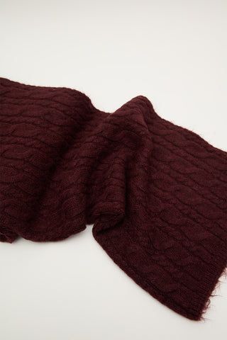 Cable-Knit Scarf Burgundy