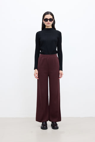 Straight Leg Knit Pants Burgundy