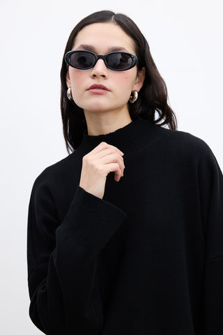 Oversized High Neck Sweater Black