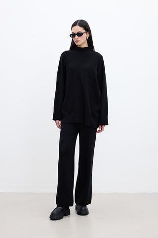 Oversized High Neck Sweater Black