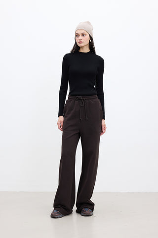 Basic Relaxed Trousers Dark Brown