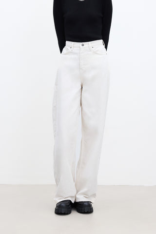 Gabardine Baggy Trousers Beige