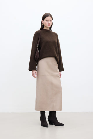 Faux Leather Skirt Sand