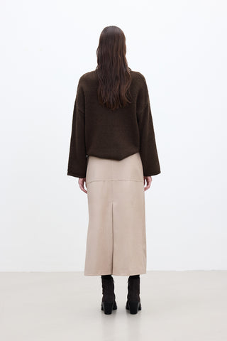 Faux Leather Skirt Sand