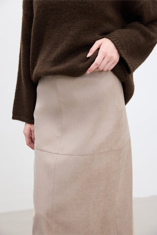 Faux Leather Skirt Sand