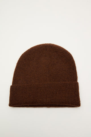 Ribbed Knit Beanie Brown