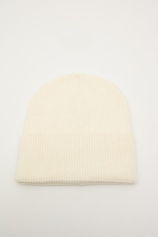 Ribbed Knit Beanie Ecru