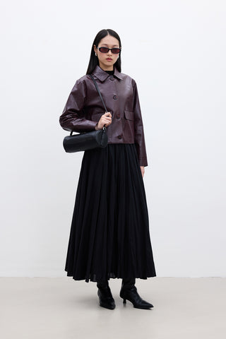 Pleated Maxi Skirt Black